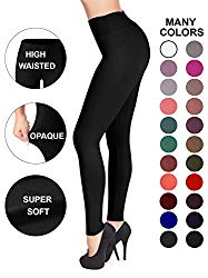 SATINA High Waisted Leggings - 25 Colors - Super Soft Full Length Opaque Slim
