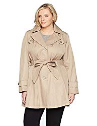 Via Spiga Women's Plus-Size Single-Breasted Belted Trench Coat with Hood